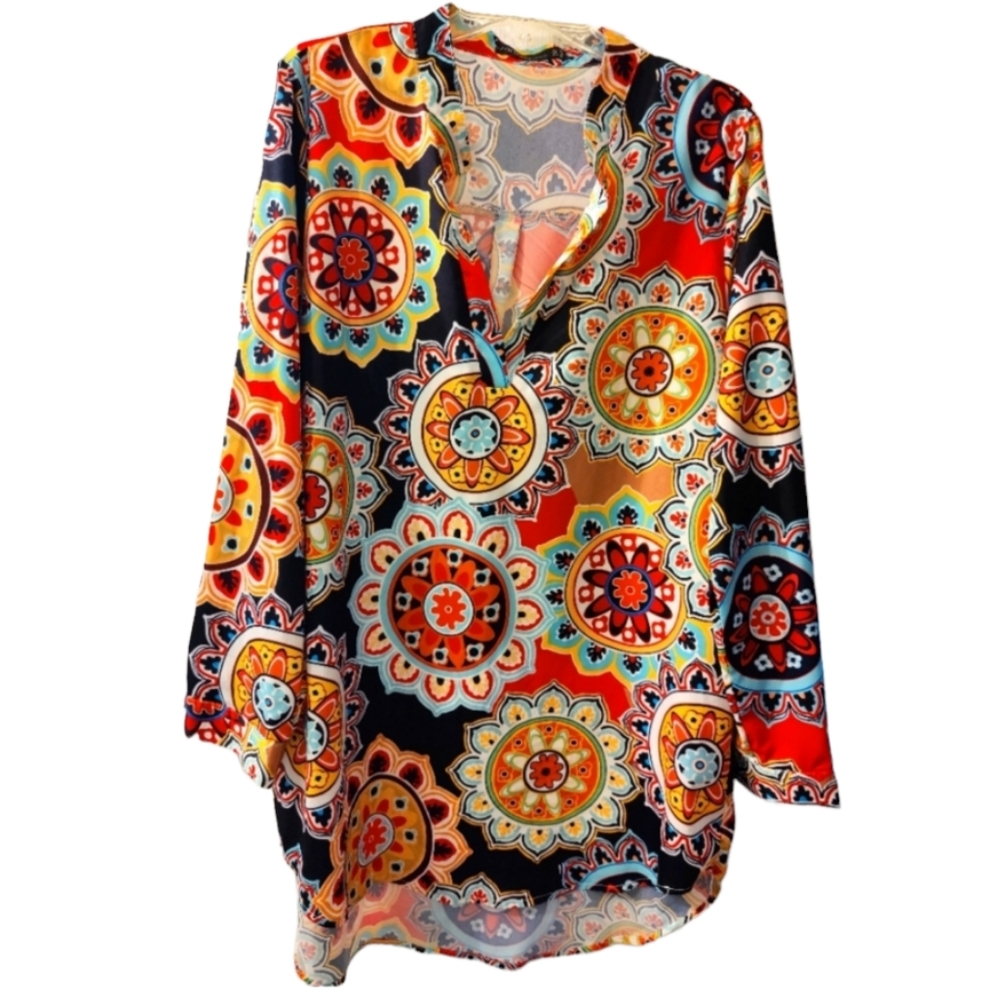 Zanzea Women's Retro print Shirt Dress Size 14